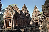 Banteay Srei temple - a 'mandapa' precedes the three towers of the central sanctuary 